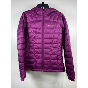 Columbia Womens Thermal Coil Puffer Jacket Magenta Purple Hooded Quilted Coat S
